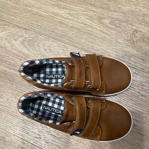 Nautica Kids Brown Dress Shoes with Velcro